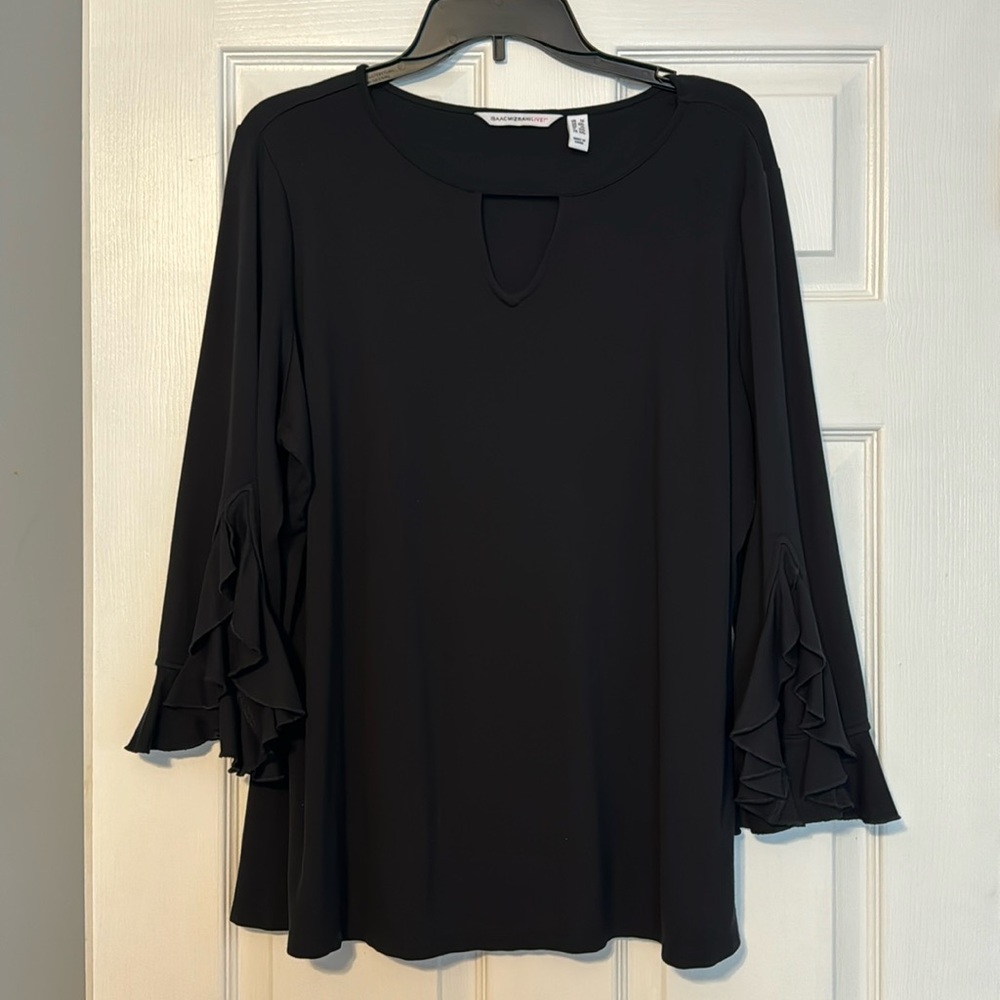Isaac Mizrahi QVC Plus 1X Tunic Top 3/4 Length Bell Sleeves